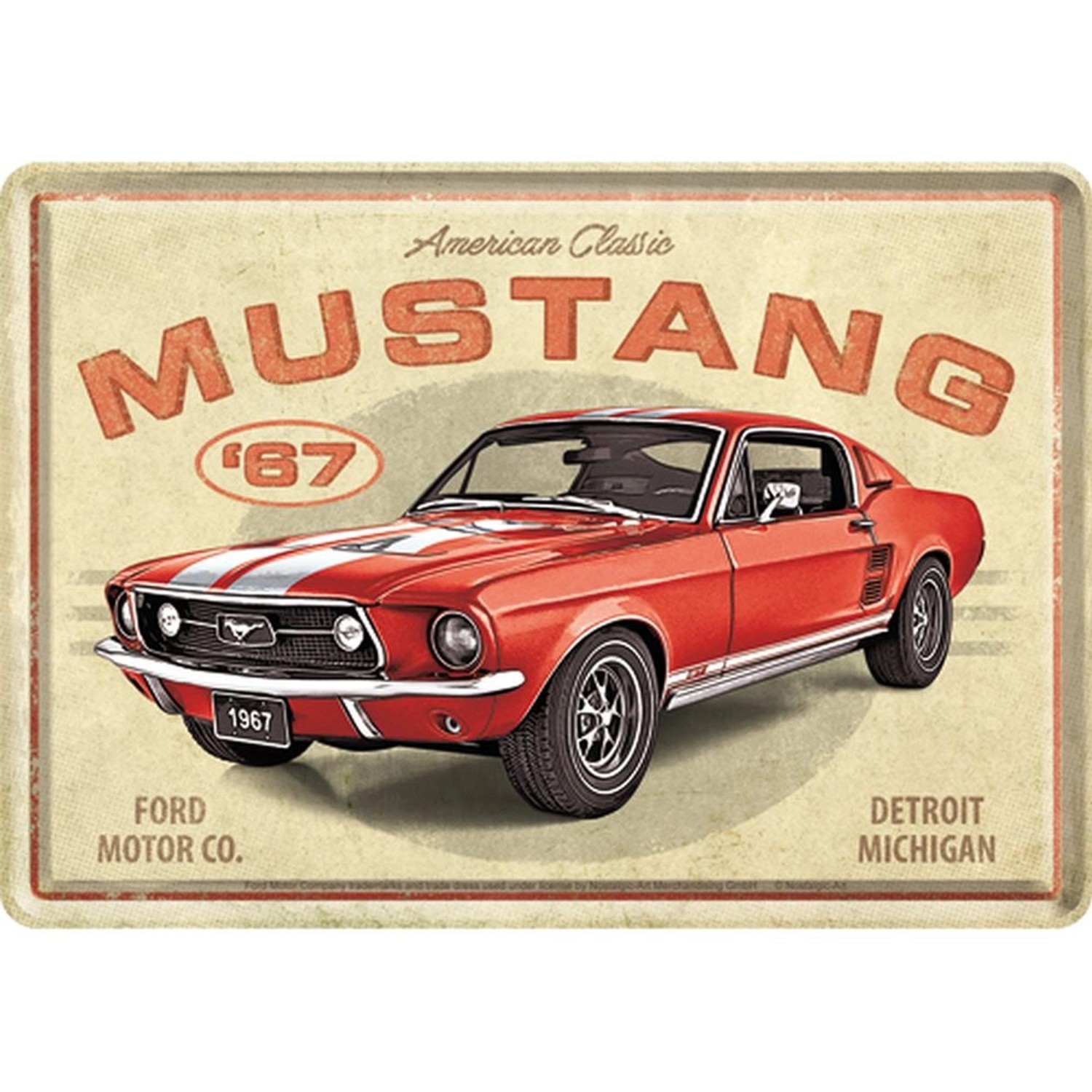 Nostalgic-Art Blechpostkarte - Ford - Ford Mustang GT 1967 Red günstig online kaufen