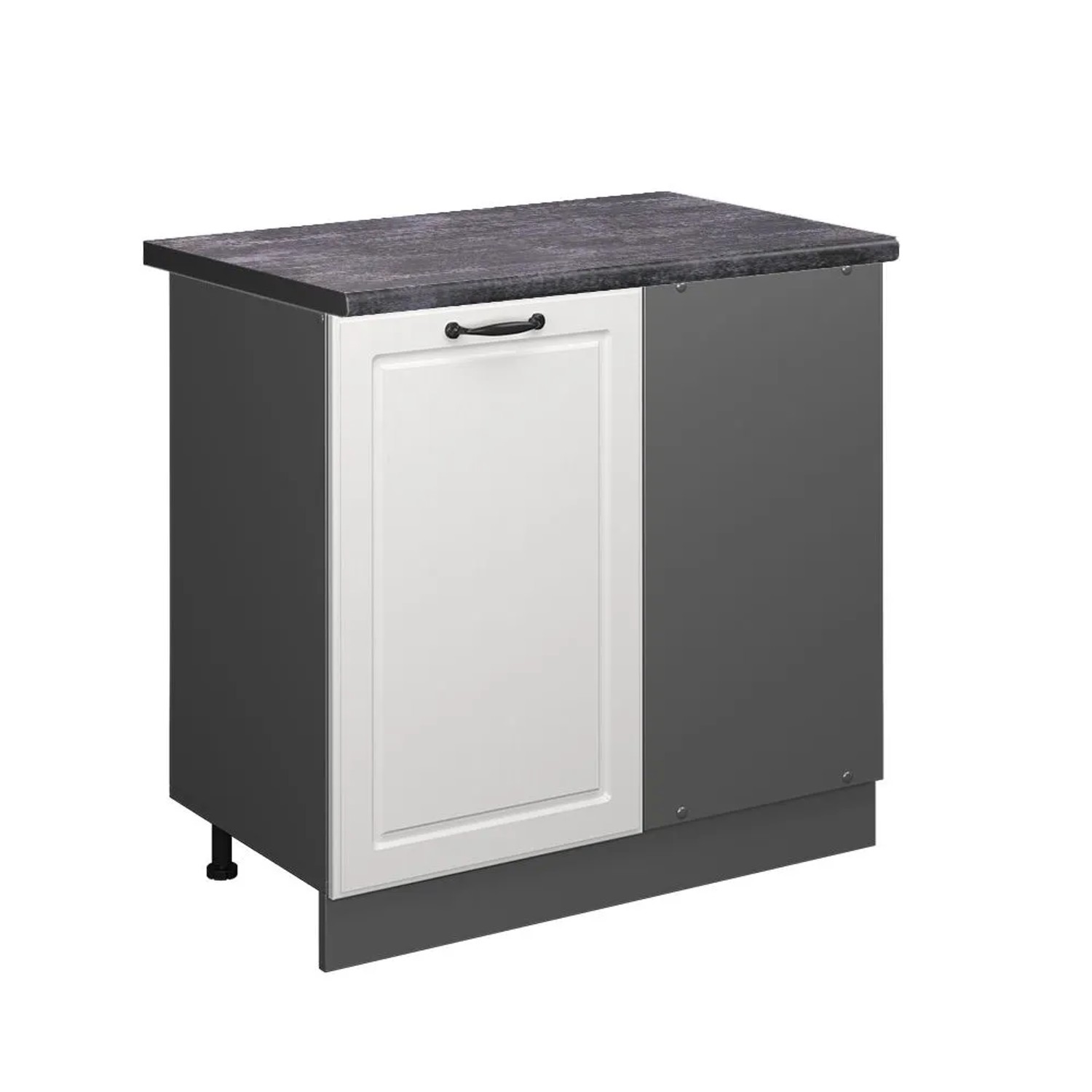 Vicco Eckunterschrank R-Line Weiß Landhaus Anthrazit 86 cm AP Anthrazit