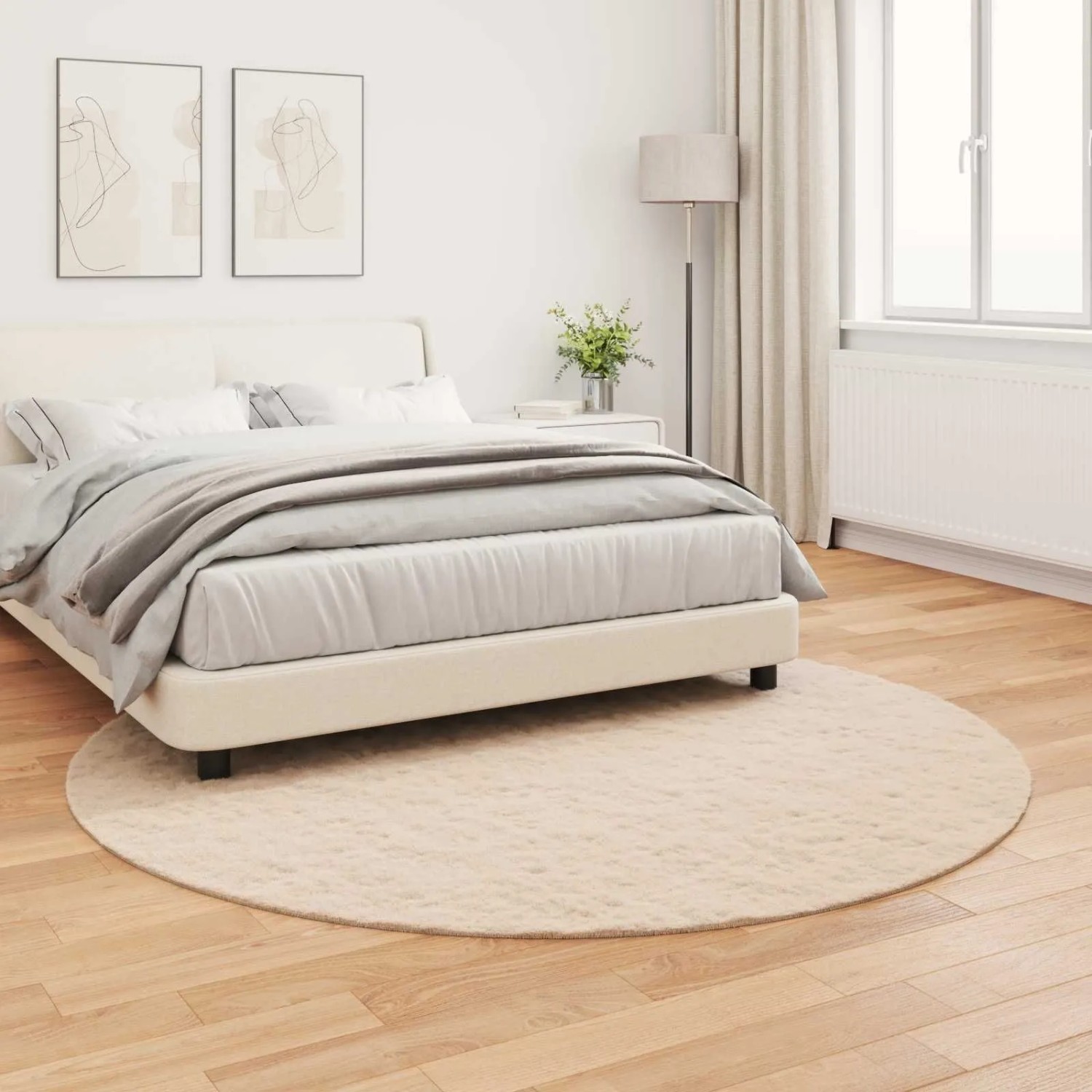 vidaXL Kunstfell Hasen Teppich Olite Taupe Ø 200 cm Polyester 42021759_4