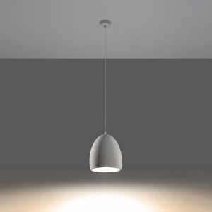 Weiße Keramik Pendelleuchte Flawiusz von Sollux Lighting. Moderne Hängelampe für Wohnzimmer, Esszimmer oder Schlafzimmer.