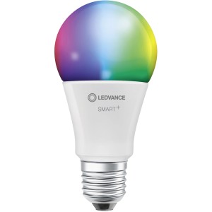 Ledvance Smart+ RGBW LED-Lampe E27, 9,5W. Intelligente WiFi Glühbirne mit Farbwechsel.