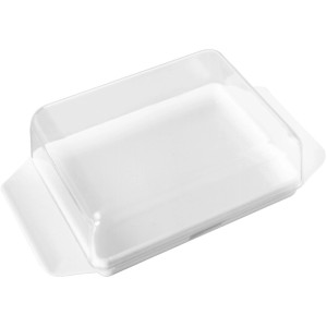 Fackelmann Butterdose, 2-teilig, weiß mit transparentem Deckel, 16,5x10,5 cm.