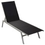 Schwarze vidaXL Sonnenliege aus Stahl und Textilene für Garten oder Camping.