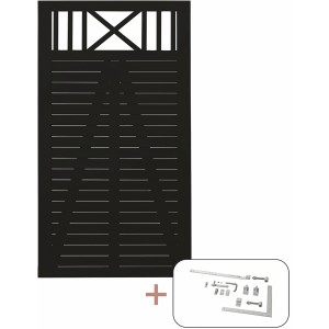 Schwarzes Nadelholz Gartentor Nostalgi, 100x180cm, inkl. Beschläge.