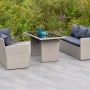 Merxx Lanzarote Eck-Set: Eckbank mit Tisch (145x70cm), grau, Kunststoffgeflecht, inkl. Kissen.