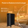 Schwarzer TroniTechnik Ölradiator mit 11 Rippen und Rollen, geeignet für elektrische Heizgeräte.