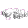 vidaXL Garten-Sofa-Set, 13-teilig, schwarz, Aluminium, modulare Bauweise, mit Maßen.