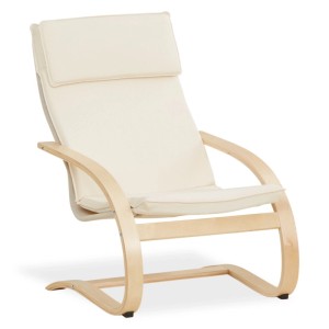 Homestyle4u Relaxsessel: helles Holzgestell, cremefarbene Polster. Bequemer Loungesessel für optimalen Komfort.
