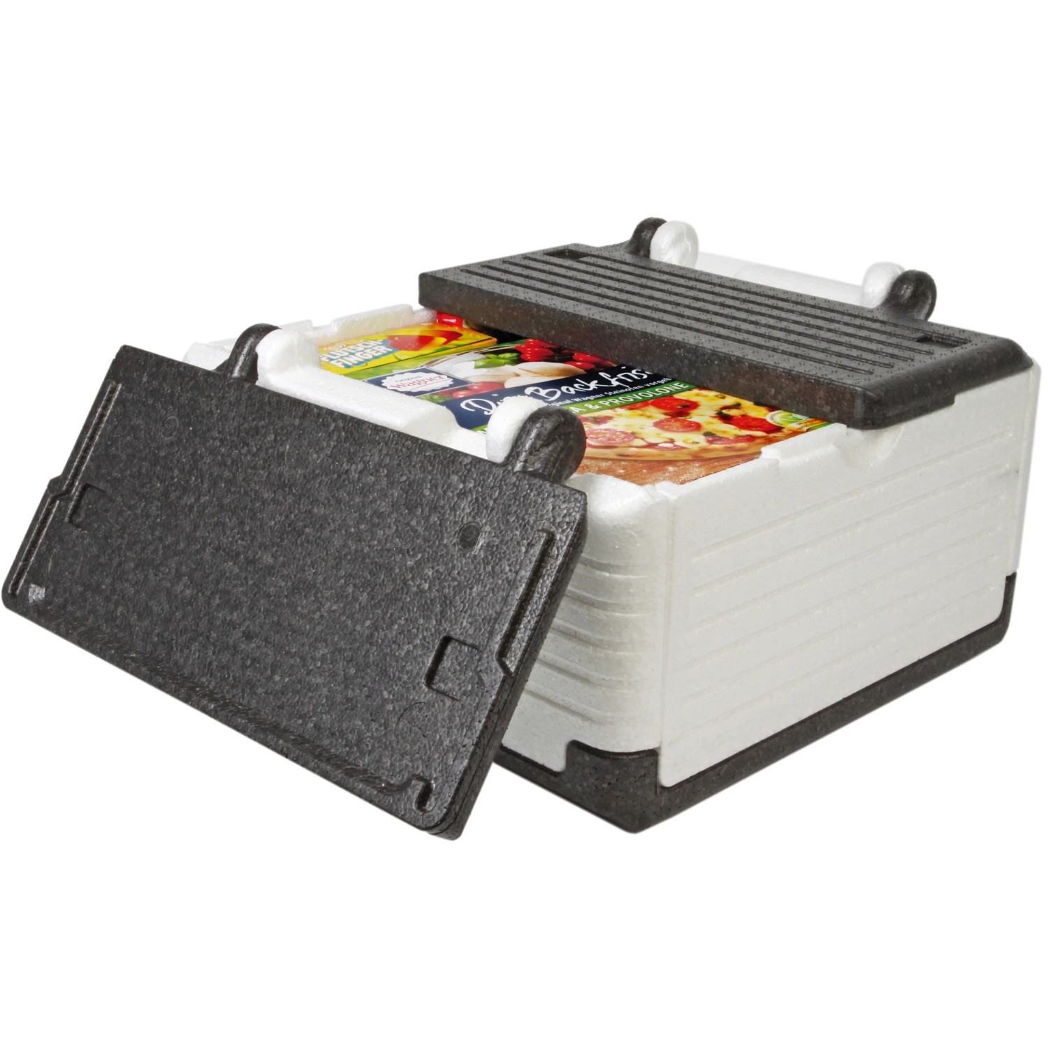 Flip-Box Classic Thermobox, klappbare Kühlbox mit Pizza, 23 Liter Fassungsvermögen.