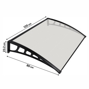 Transparentes Vordach Anthrazit, 120x80 cm, schützt Hauseingänge vor Wind und Wetter.
