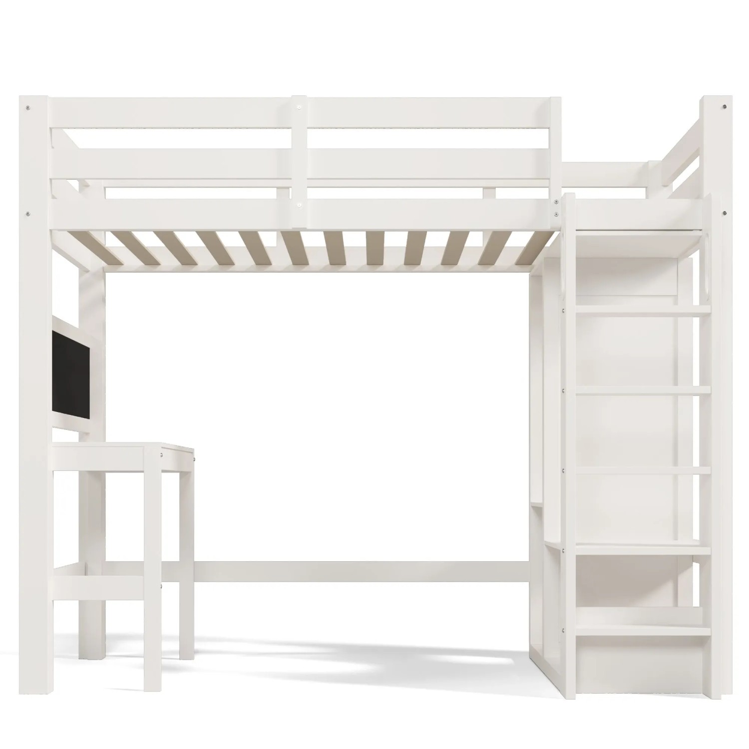 Merax Hochbett 90x200cm Schreibtisch Kleiderschrank Weiß