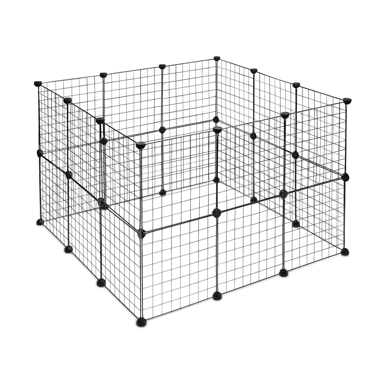 Relaxdays Freilaufgehege Gitter 24er Pack Metall Kunststoff Schwarz Steckbar 72 cm x 110 cm x 110 cm 5,4 kg