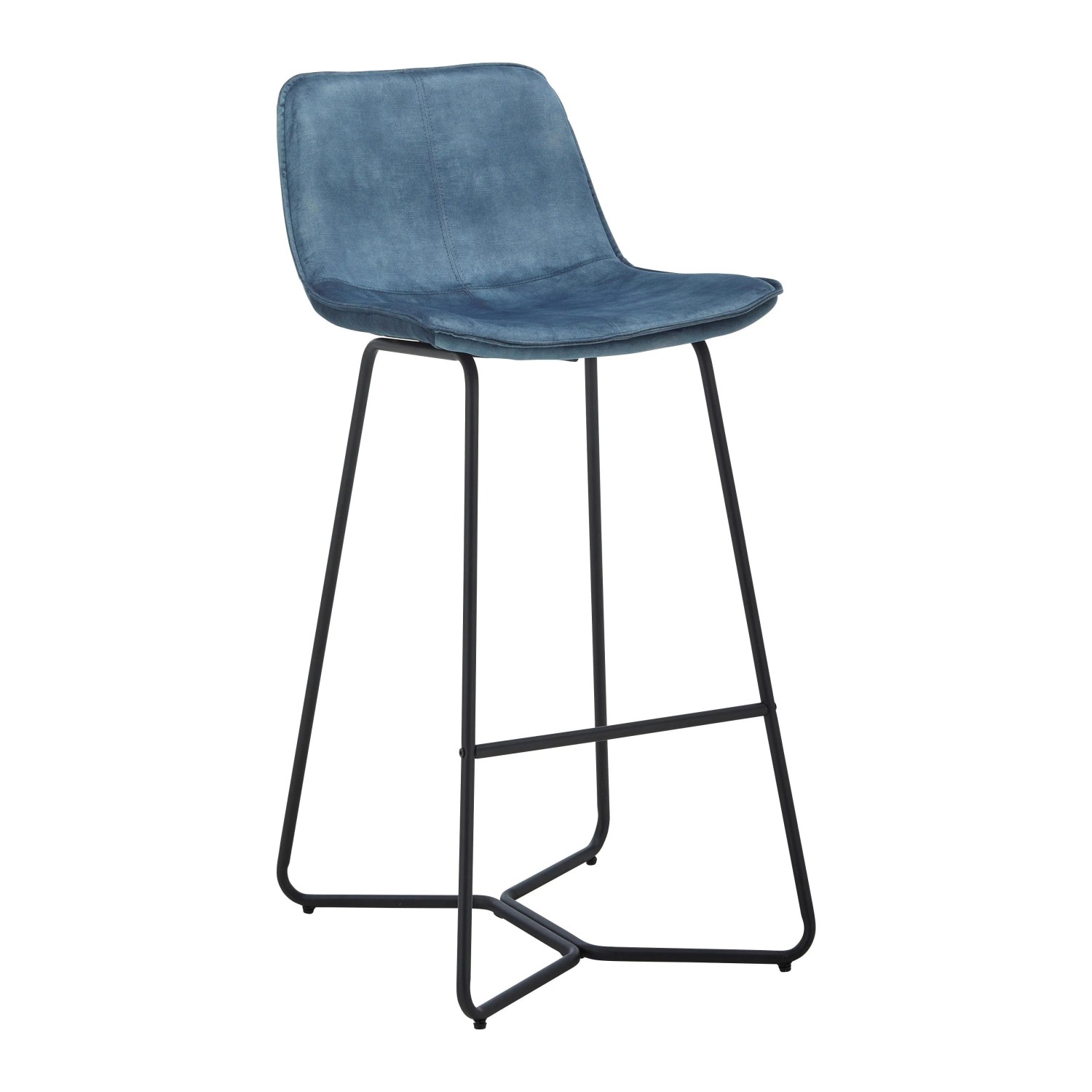 Bessagi Home Barhocker Nery Blau Samt Gepolstert