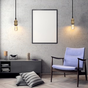 Näve Pendelleuchte Alfa mit Textilkabel und goldener Fassung in Wohnraum-Szene.