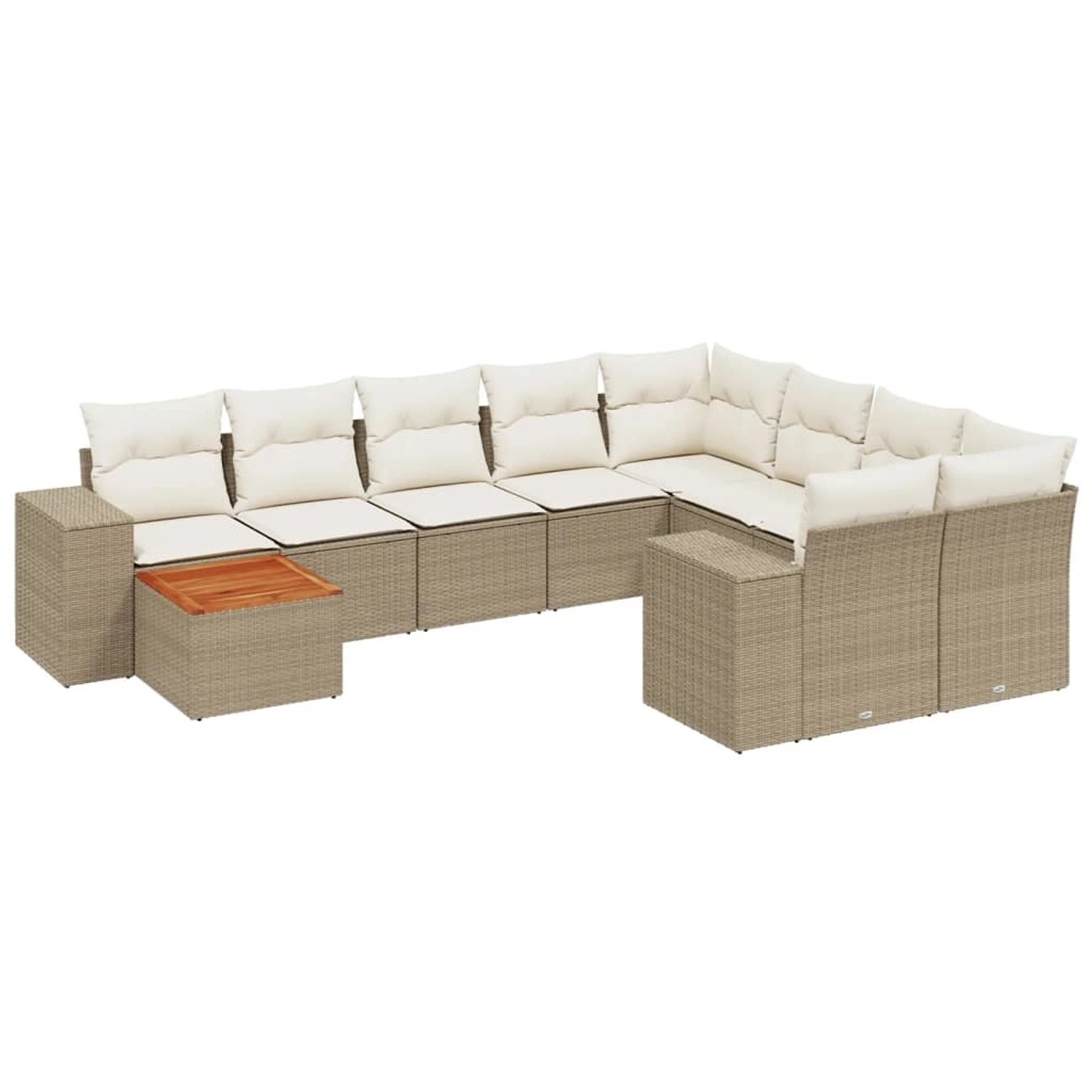 vidaXL 10-Tlg Garten-Sofagarnitur mit Kissen Beige Poly Rattan 3225610 günstig online kaufen