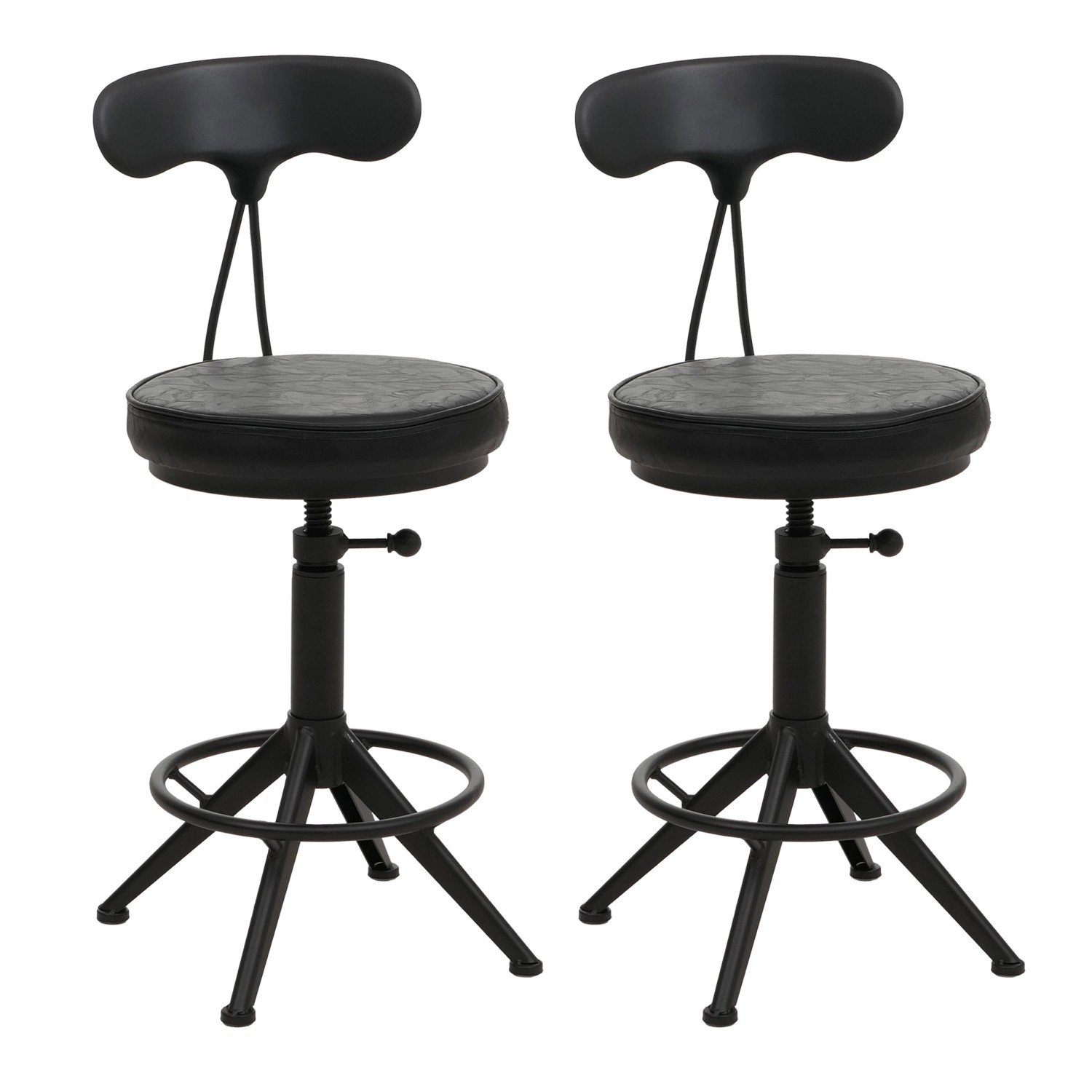 PROREGAL 2er-Set Barhocker Mit Lehne Sitzhöhe 51-73cm Kunstleder Metall Sch günstig online kaufen