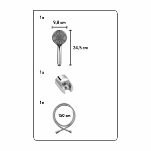 baliv Wannenbrause-Set verchromt: Handbrause, Brauseschlauch (150cm) und Wandhalterung.