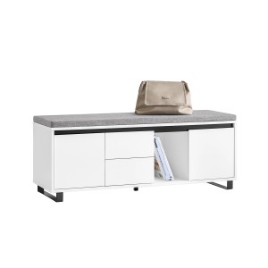 SoBuy Schuhbank mit Sitzfläche Schuhregal mit 2 Schubladen Sitzbank für Flur 110x42x35cm FSR176-W