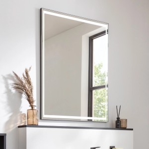 Fackelmann LED-Spiegel B.Paris, 70,5x90,5 cm, Schwarz, für Badmöbel-Sets mit LED-Beleuchtung.