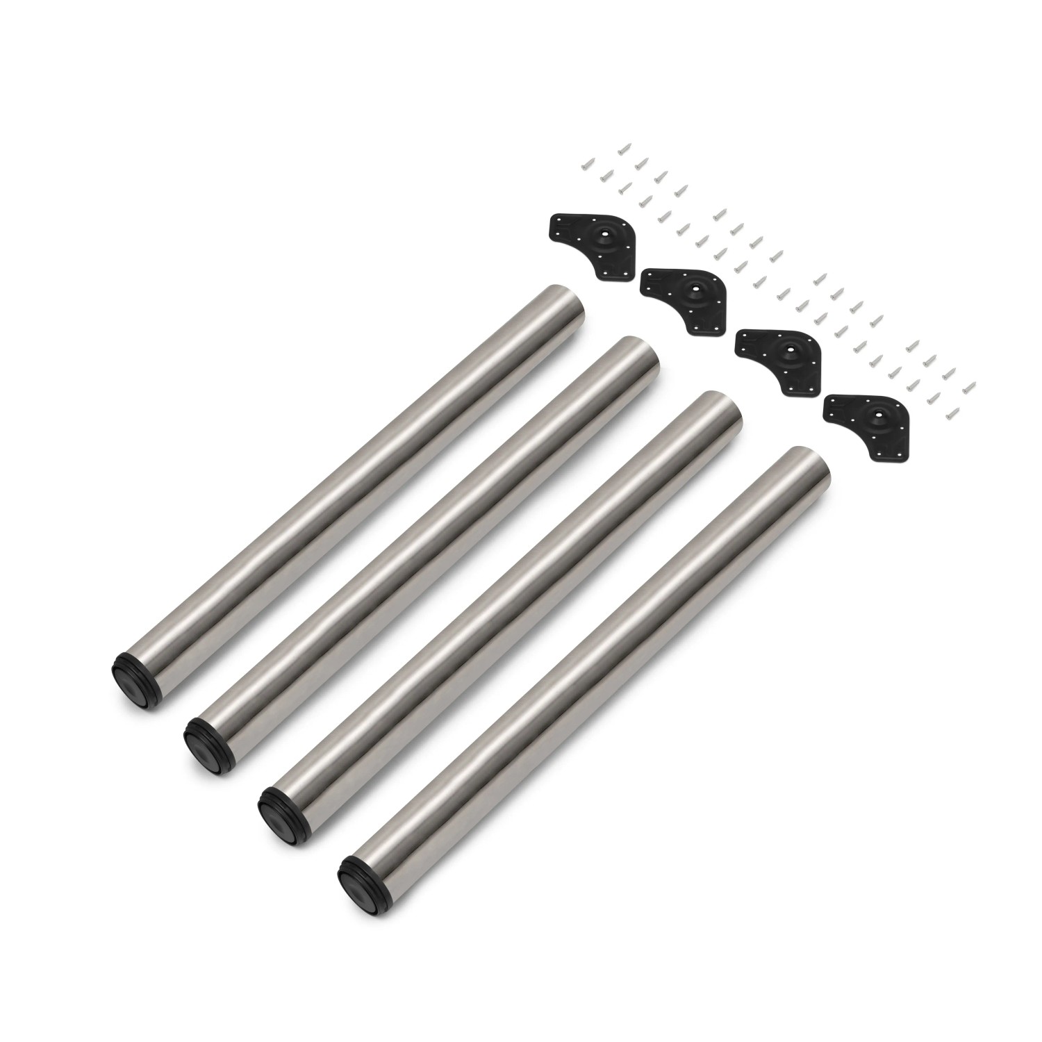 Emuca Lot von 4 Tischbeine Durchmesser 60 mm H 710 mm Stahl Nickel Satiniert