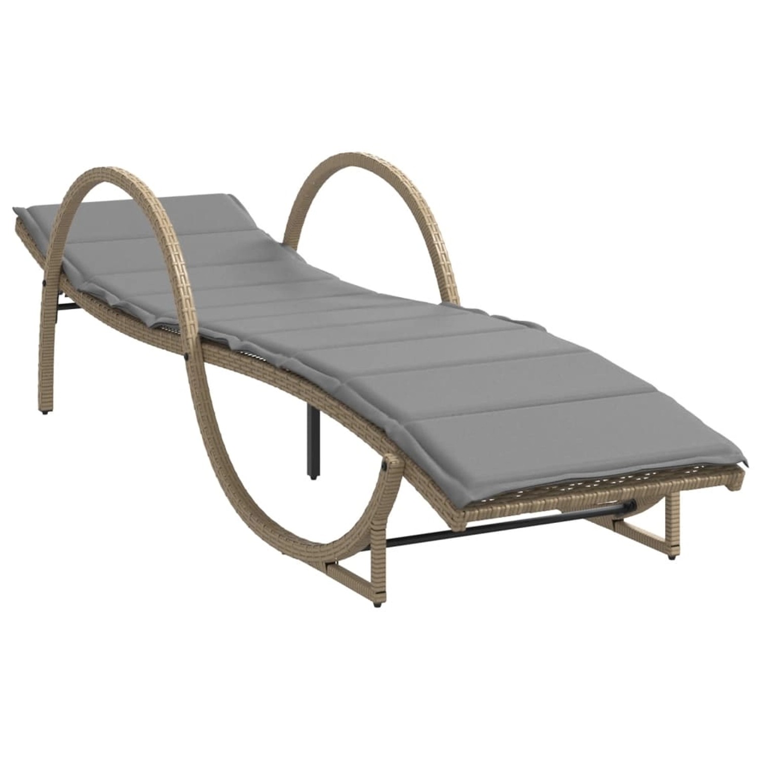 vidaXL Sonnenliege mit Auflage Beige 60x199x42 cm Poly Rattan 368261