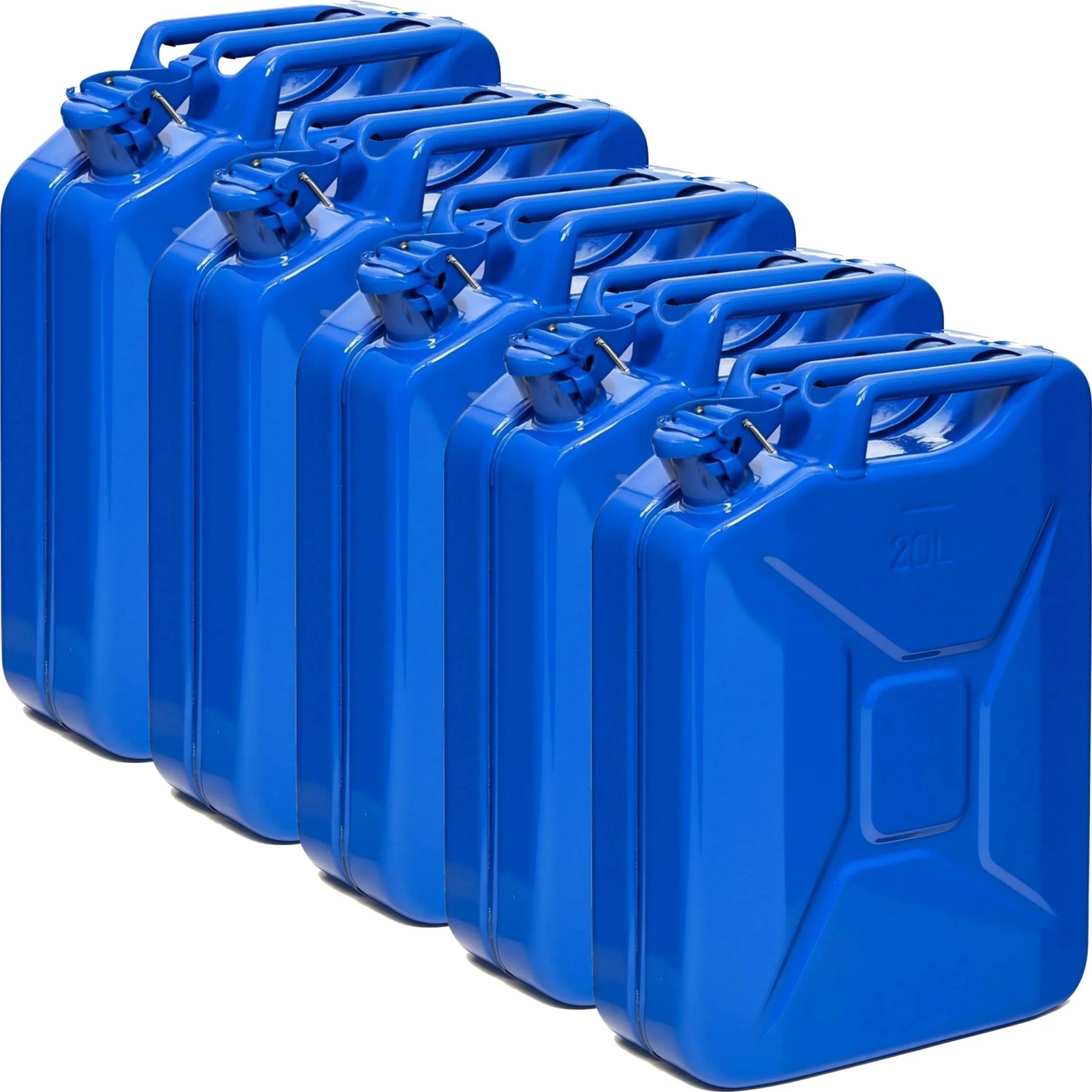 BW Kraftstoffkanister Metall Benzinkanister 5x 20 Liter Blau RAL 5005 TÜV-geprüft und UN-Zulassung Made in Europe
