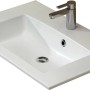 Detailaufnahme des weißen Mineralmarmor-Waschbeckens aus dem Pelipal Badmöbel-Set Trentino.