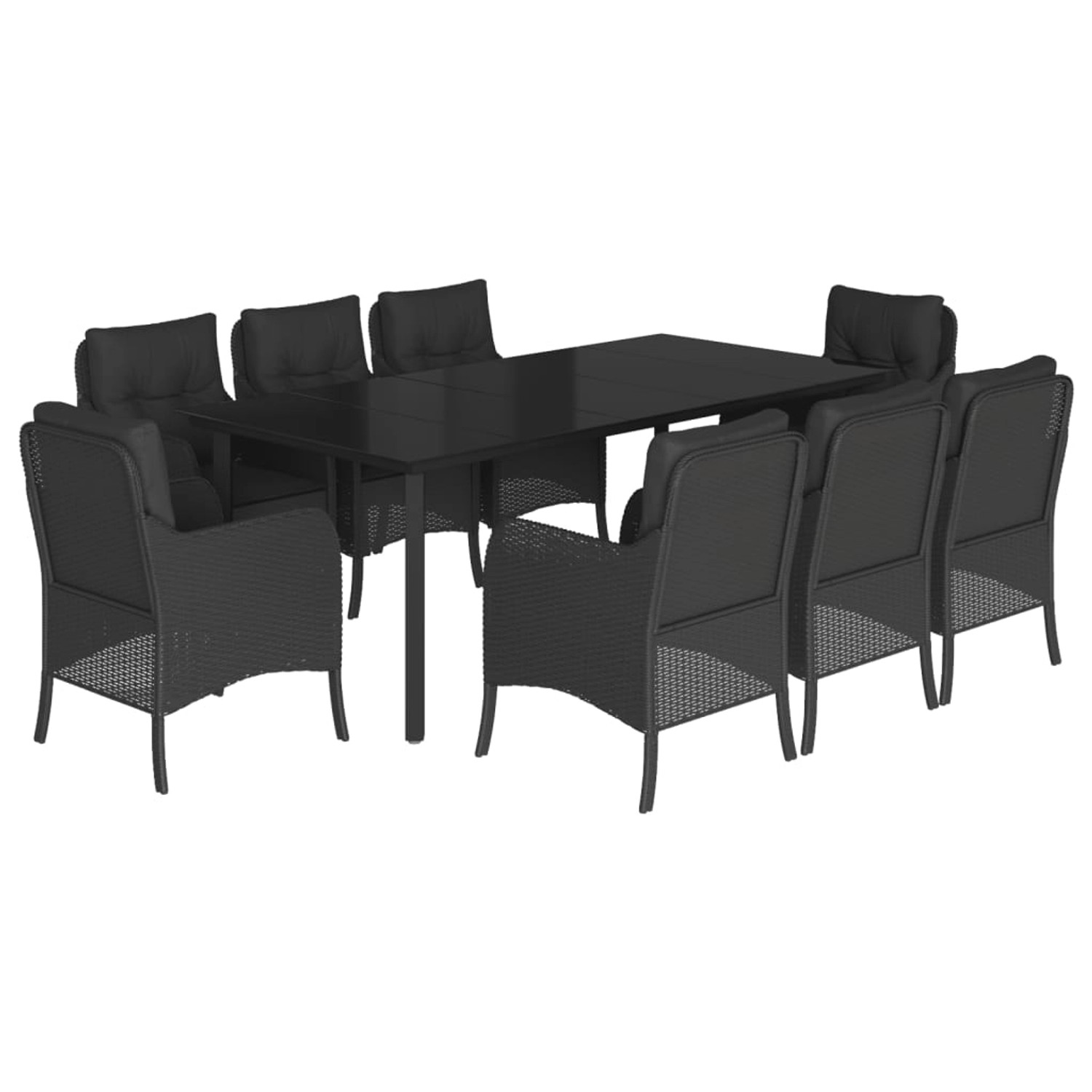 vidaXL 9-Tlg Garten-Essgruppe mit Kissen Schwarz Poly Rattan 3211933 günstig online kaufen