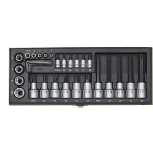 Proxxon Steckschlüsselsatz TX, 29-teilig, im Stahlkasten. Schlüssel & Abzieher für diverse Schraubarbeiten.