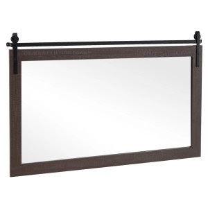 Costway Rechteckiger Spiegel mit Holzrahmen 100 x 66 cm Dunkelbraun