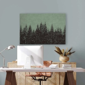 Bricoflor Leinwandbild Tannenwald, grüner Wald als Wanddeko für Wohnzimmer, 120x80 cm