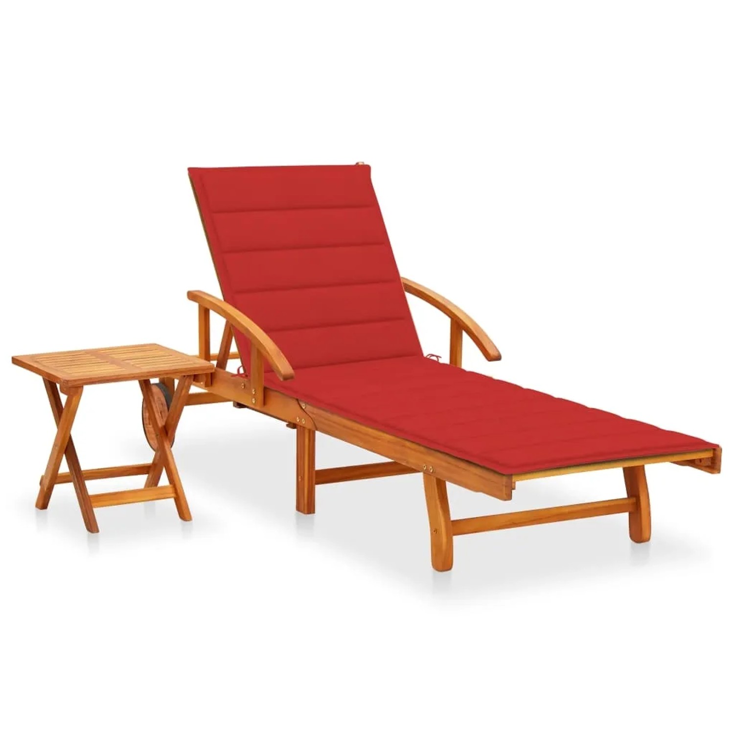 vidaXL Sonnenliege mit Tisch und Auflage Akazie Massivholz 3061623