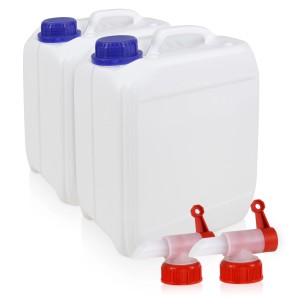 Höfer Chemie Kanister-Set, 2x5l, für Camping & Freizeit. Inkl. Schraubverschluss und Ablasshahn.