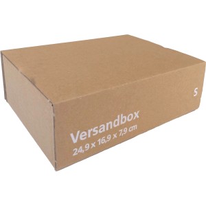 Versandkarton S, 24,9x16,9x7,9 cm, aus brauner Wellpappe, ideal für den Postversand.