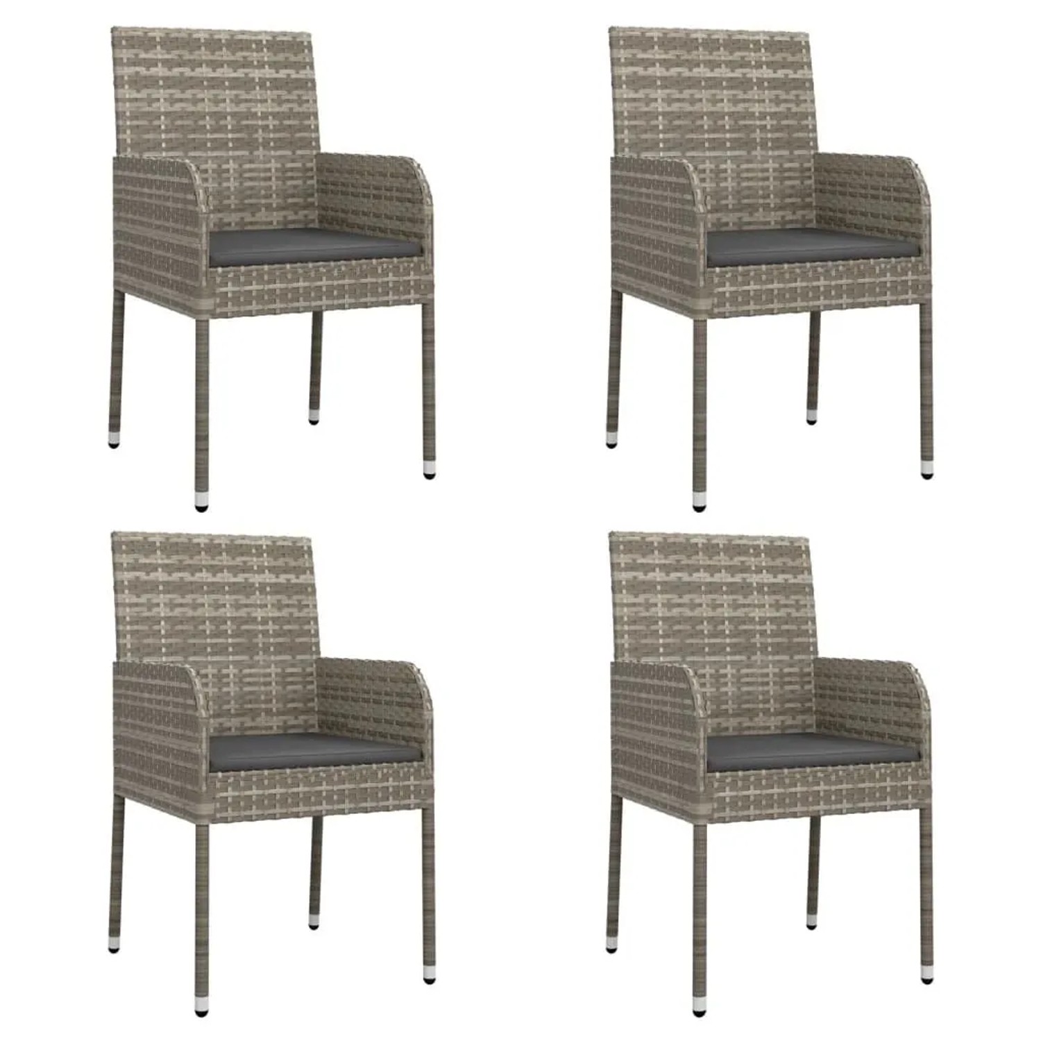 Furnicato Gartenstühle 4er Set Mit Kissen Poly Rattan 48x55x88 Cm Grau