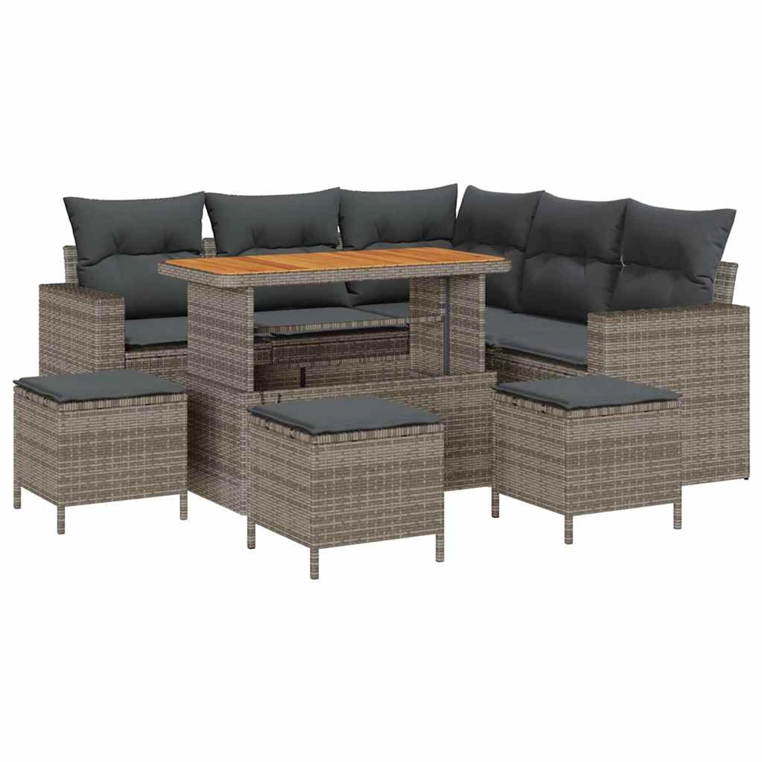 vidaXL Garten-Sofa-Set 9-Tlg Grau Poly Rattan 3361623 günstig online kaufen