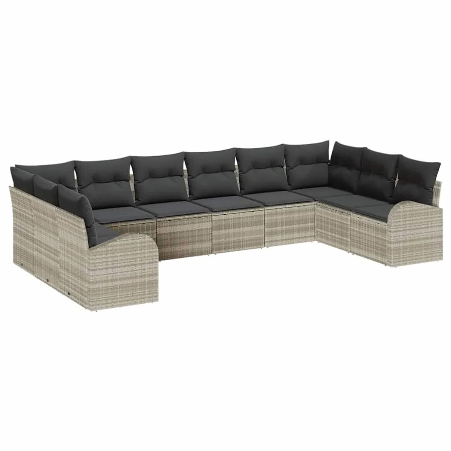 vidaXL Sofa Set mit Kissen mit Speicher 10-Tlg Hellgrau Poly-Rattan 3354891 günstig online kaufen