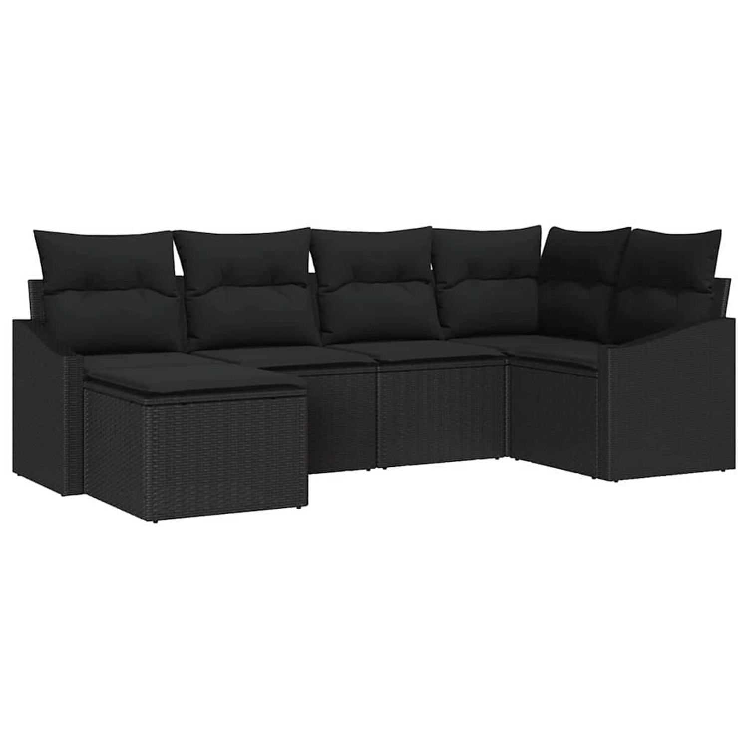 vidaXL Garten-Sofa-Set 6-Tlg Schwarz Poly Rattan 3346793 günstig online kaufen