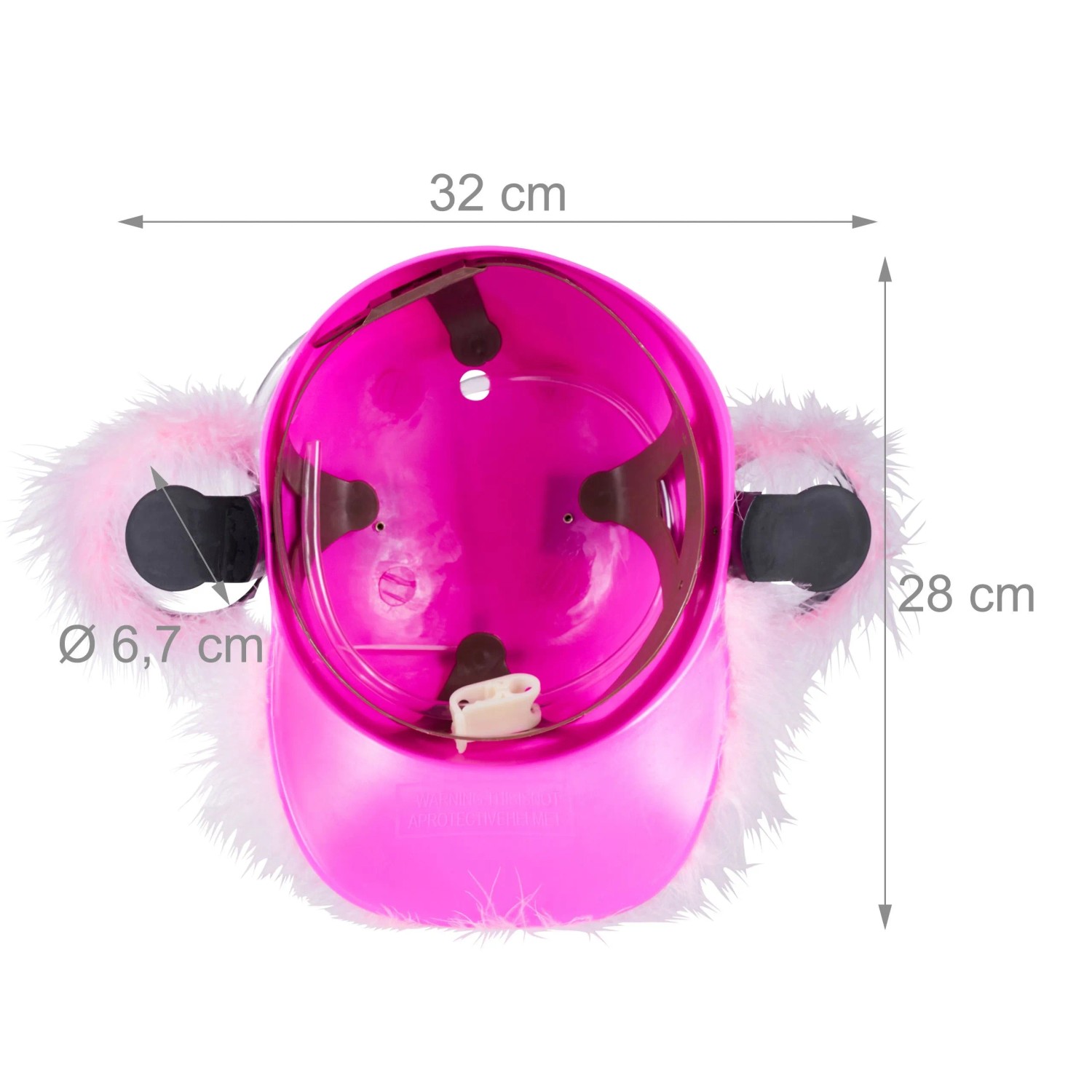 Pinker Bierhelm aus Kunststoff mit 2 Dosenhaltern, rosa Federboa und Maßen. Ideal für Partys & Fasching.