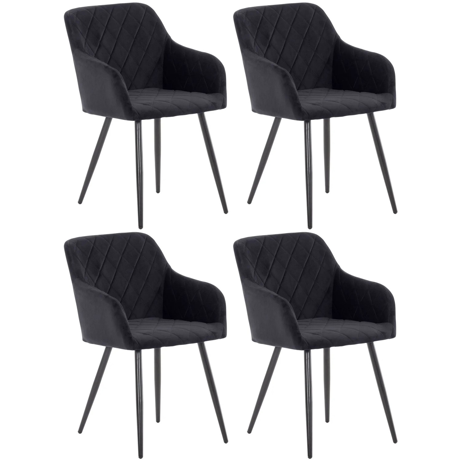 CLP 4er Set Esszimmerstuhl Shila schwarz/Samt