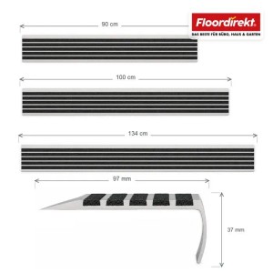 Floordirekt Treppenkantenprofil Titan Aluminium Anti-Rutsch-Profil Carborundum-Einlage 100 cm