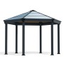 Palram Canopia Gartenpavillon Roma, 4.1 x 3.6 m, Anthrazit mit Aluminiumrahmen und Polycarbonat-Dach.