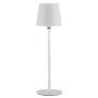 Weiße Just Light Akku-LED-Tischleuchte Boteria, Ø 11 cm, 37 cm hoch. Dekoleuchte für den Außenbereich.
