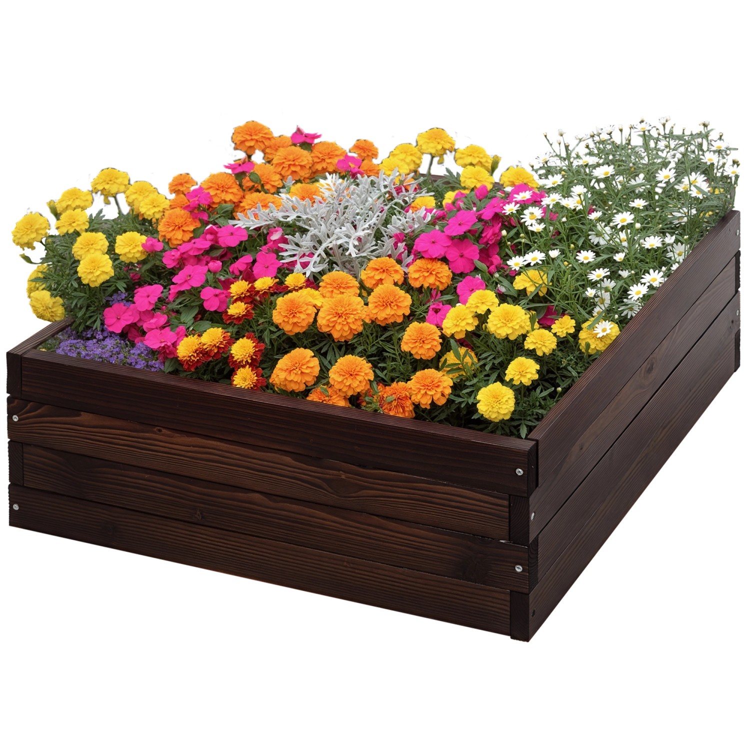 Outsunny Garten-Bett Tannenholz Dunkelbraun L60 x B60 x H23 cm günstig online kaufen