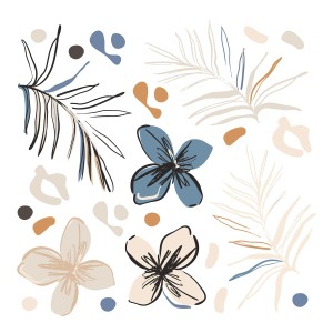 Wandtattoo mit Blumenmuster in Beige, Blau und Orange (30x30 cm) von Sanders & Sanders.