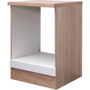 Flex-Well Herdumbauschrank Valero, 60 cm, Hochglanz Weiß und Sonoma Eiche Dekor.