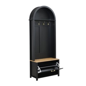 ModernLuxe Garderobe mit Schuhablage Kleiderhaken MDF Schwarz