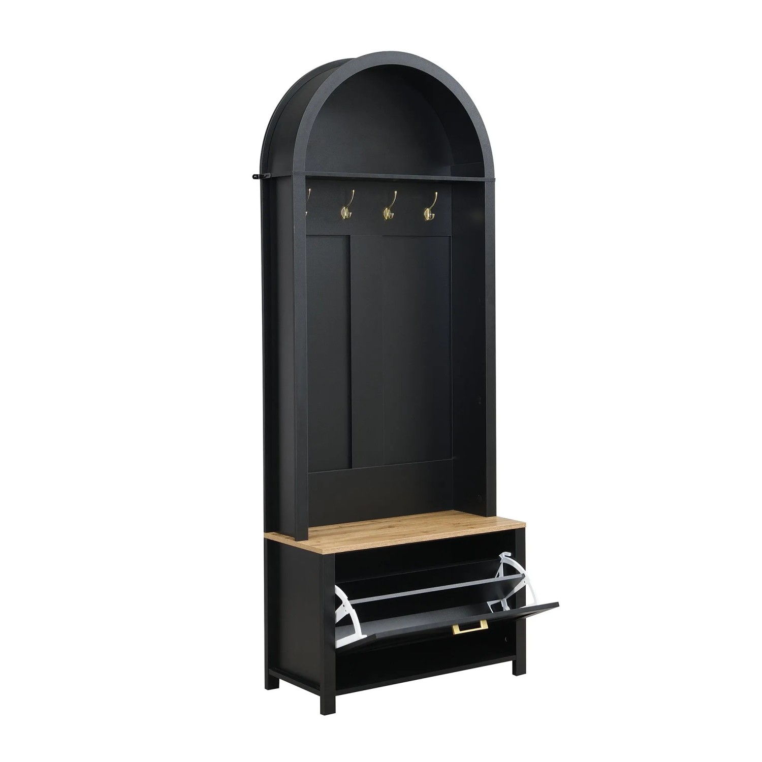 ModernLuxe Garderobe mit Schuhablage Kleiderhaken MDF Schwarz