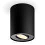 Schwarzer Philips Hue LED-Aufbauspot Pillar White Ambiance für Deckenmontage.
