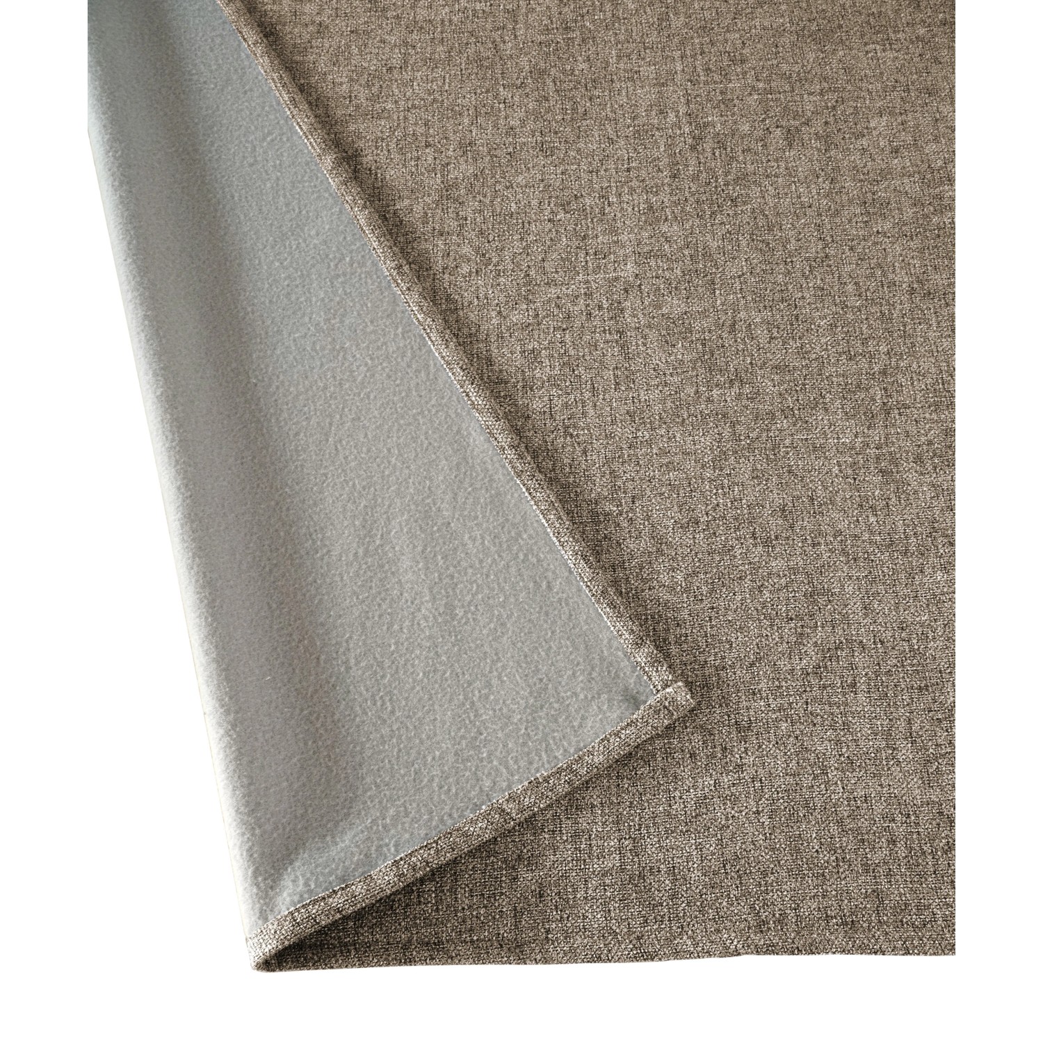 Brauner Sehlbach Fertigschal Dimout mit Polarfleece-Rückseite, Nahaufnahme.